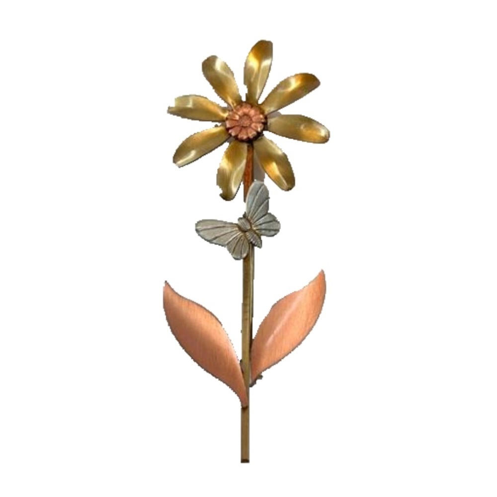 Large Multi Metal Flower Butterfly Brooch Pin